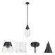 Malone 1 Light 6 inch Matte Black Pendant Ceiling Light in Striped Clear Glass