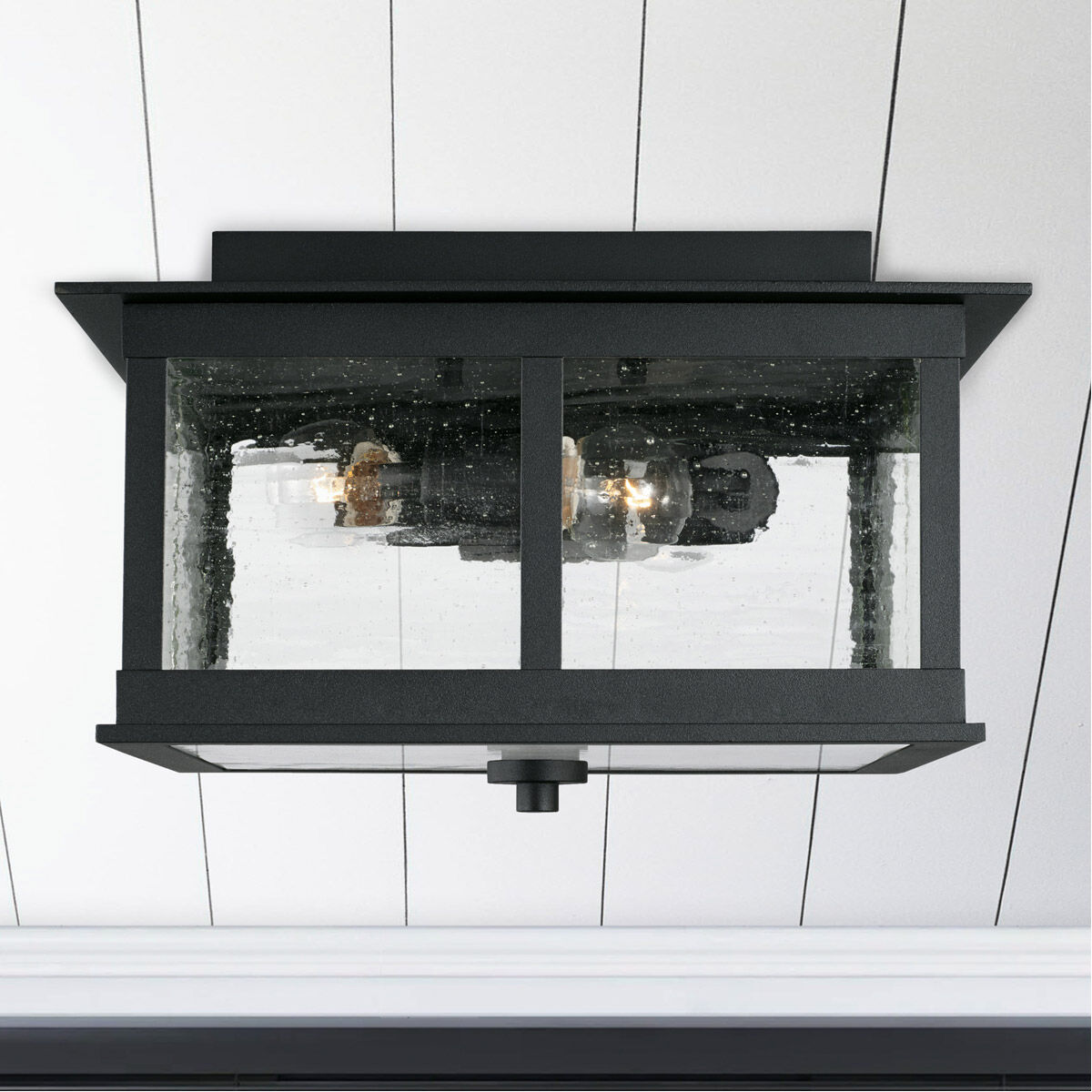 Barrett 3 Light 13 inch Black Outdoor Flush Mount