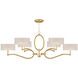 Allegretto 6 Light 63 inch Gold Leaf Chandelier Ceiling Light in Champagne Fabric