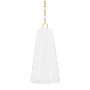 Treman 1 Light 10 inch Aged Brass and Ceramic Gloss White Pendant Ceiling Light