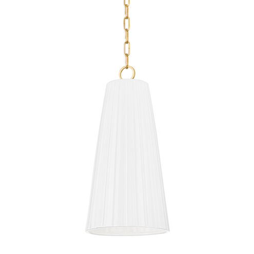 Treman 1 Light 10 inch Aged Brass and Ceramic Gloss White Pendant Ceiling Light