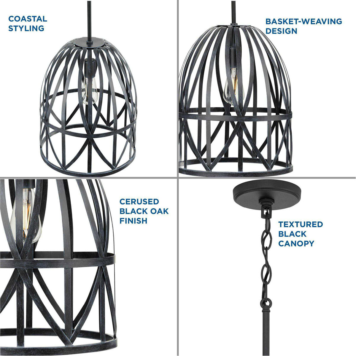 Chastain 1 Light 14 inch Cerused Black Oak Pendant Ceiling Light