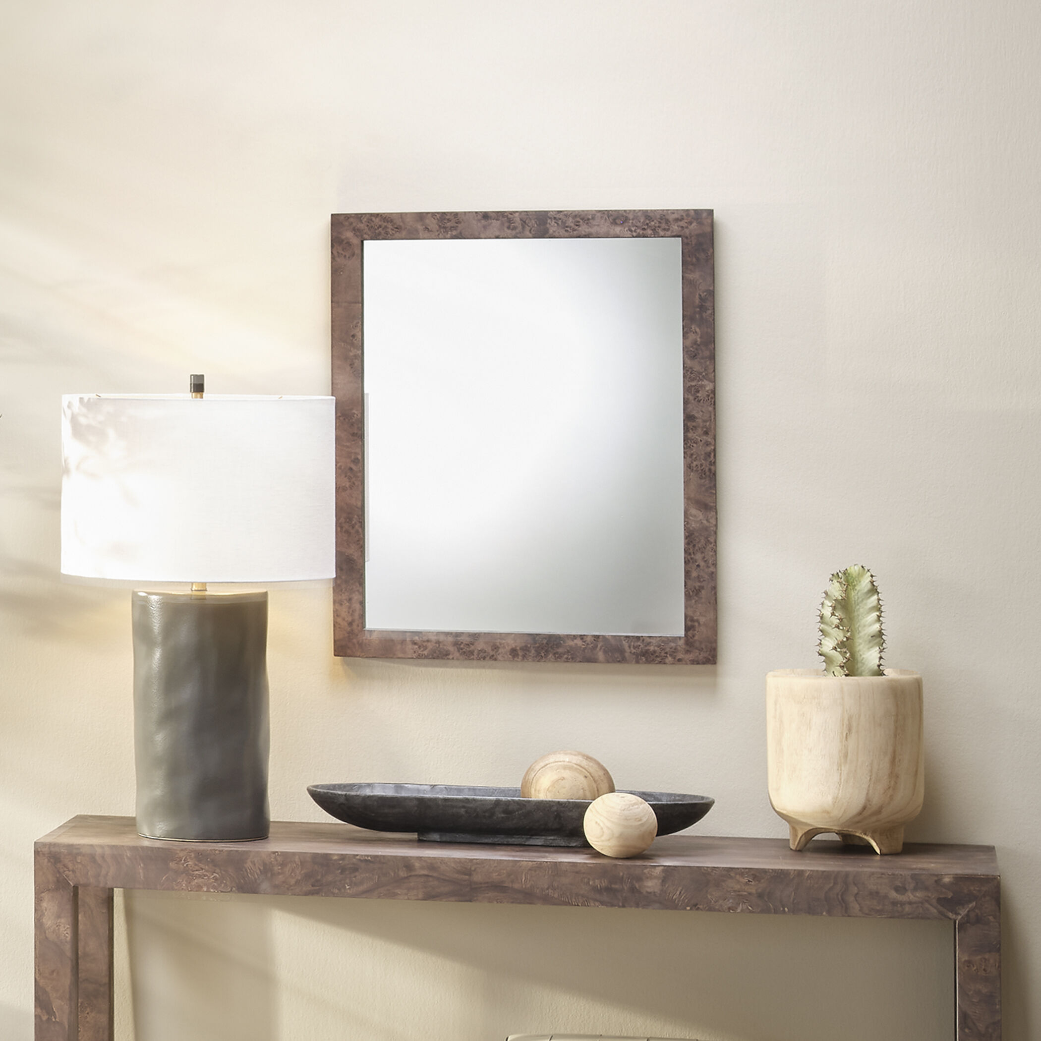 Chandler 33 X 25 inch Charcoal Wall Mirror in Charcoal Burl Wood