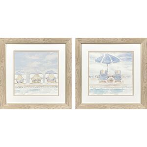 Peaceful Poolside Blue and Beige and White Framed Art