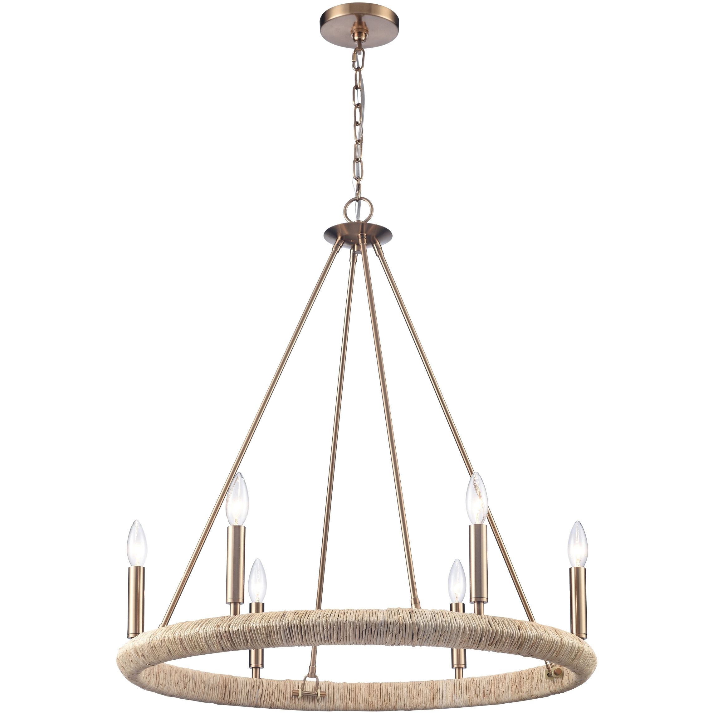 Cabana 6 Light 28 inch Lacquered Gold Chandelier Ceiling Light