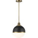 Vorey 1 Light 13 inch Coal And Oxidized Aged Brass Pendant Ceiling Light, Outdoor