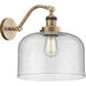 Franklin Restoration X-Large Bell LED 12 inch Brushed Brass Sconce Wall Light in Seedy Glass, Franklin Restoration
