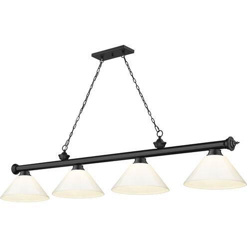 Cordon 4 Light 81.25 inch Matte Black Billiard Ceiling Light in White Plastic