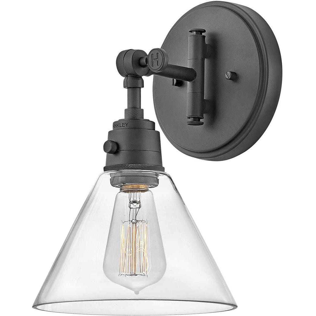 Hinkley 3691BK CL Arti 1 Light 7.75 inch Black Indoor Wall Sconce Wall Light in Clear