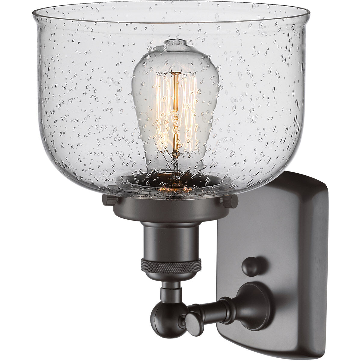 Ballston Large Bell LED 12 inch Oil Rubbed Bronze Sconce Wall Light in Seedy Glass, Ballston