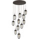Meteo Incandescent 11 Light Flat Bronze Chandelier Ceiling Light, Round Multi-Port