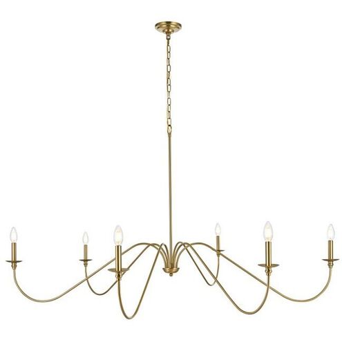 Rohan 6 Light 60 inch Satin Gold Chandelier Ceiling Light