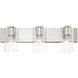 Zurich 3 Light 24 inch Brushed Nickel Vanity Sconce Wall Light