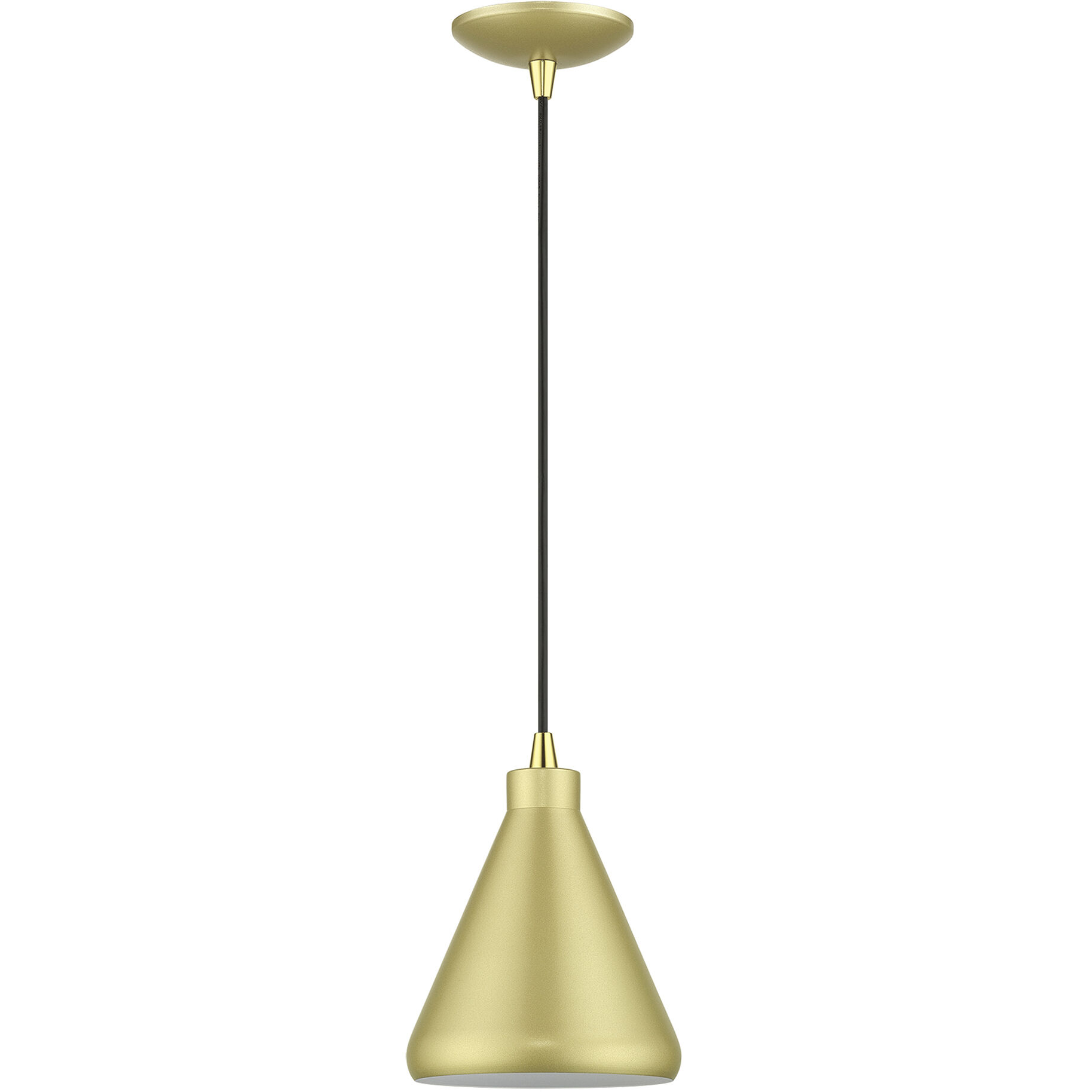 Geneva 1 Light 7 inch Soft Gold with Polished Brass Accents Mini Pendant Ceiling Light
