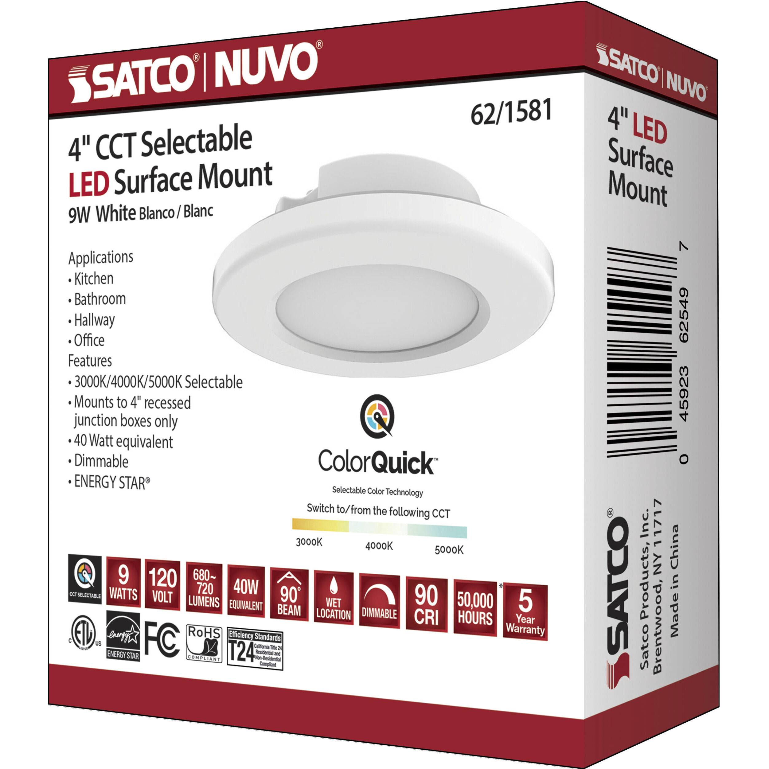 ColorQuick LED 5 inch White Close-to-Ceiling Ceiling Light, Edge Lit