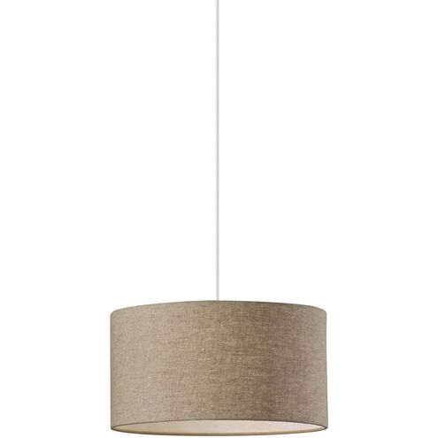 Adesso Harvest 1 Light 15 inch Natural Textured Fabric Drum Pendant Ceiling Light in Burlap 4001-18 - Open Box