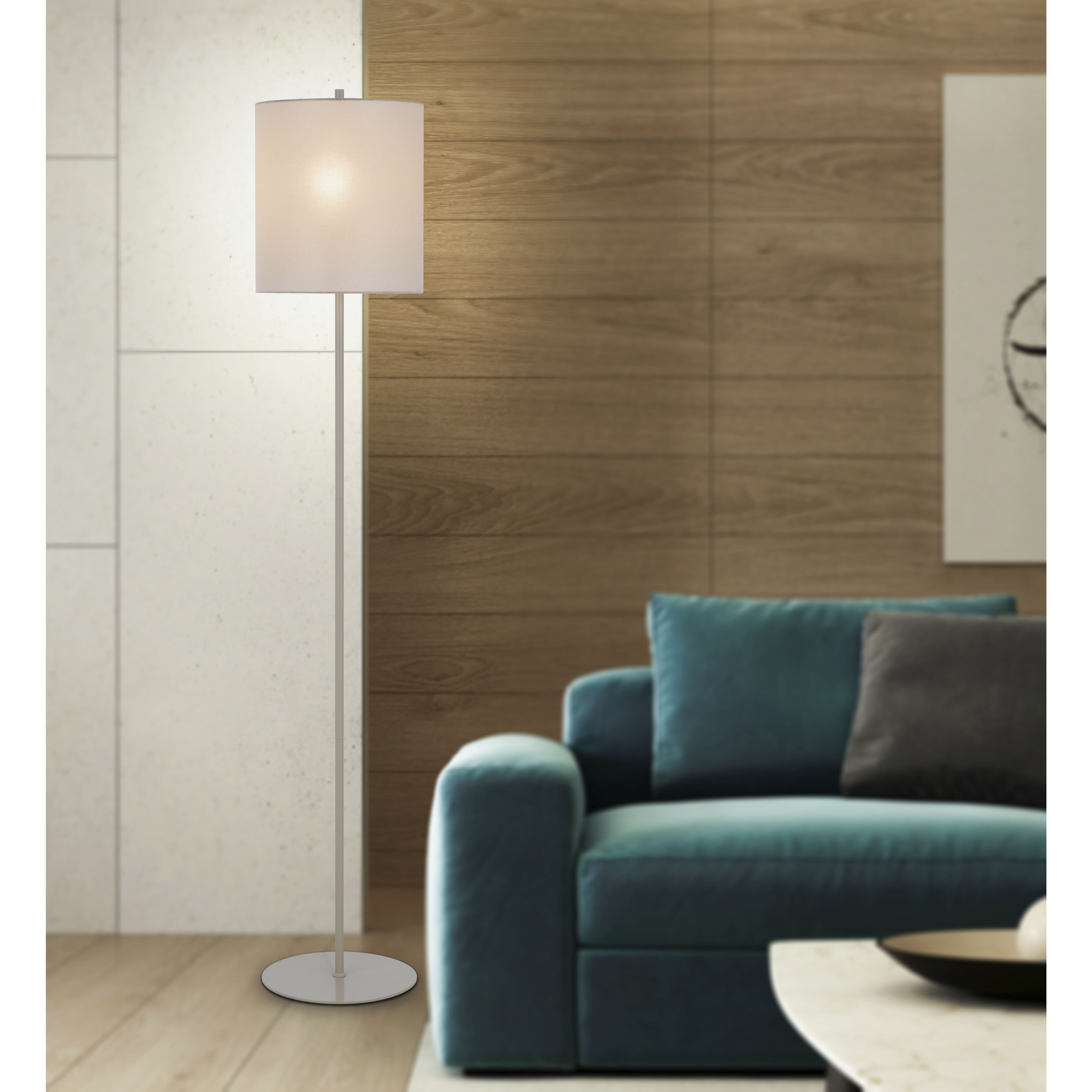 Pole 63 inch 100.00 watt Painted Silver Floor Lamp Portable Light