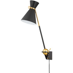 Winsted 1 Light 7.75 inch Aged Brass and Soft Black Plug-in Sconce Wall Light