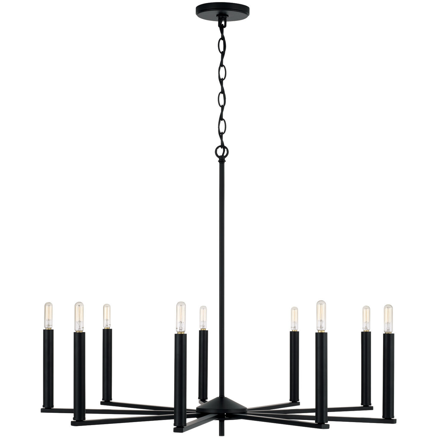 Portman 9 Light 34 inch Matte Black Chandelier Ceiling Light