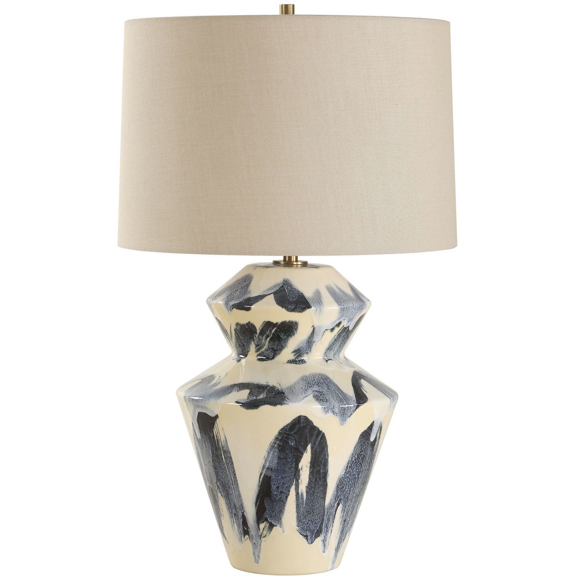 Oranda 28.5 inch 150.00 watt Blue and Cream with Antique Brass Table Lamp Portable Light