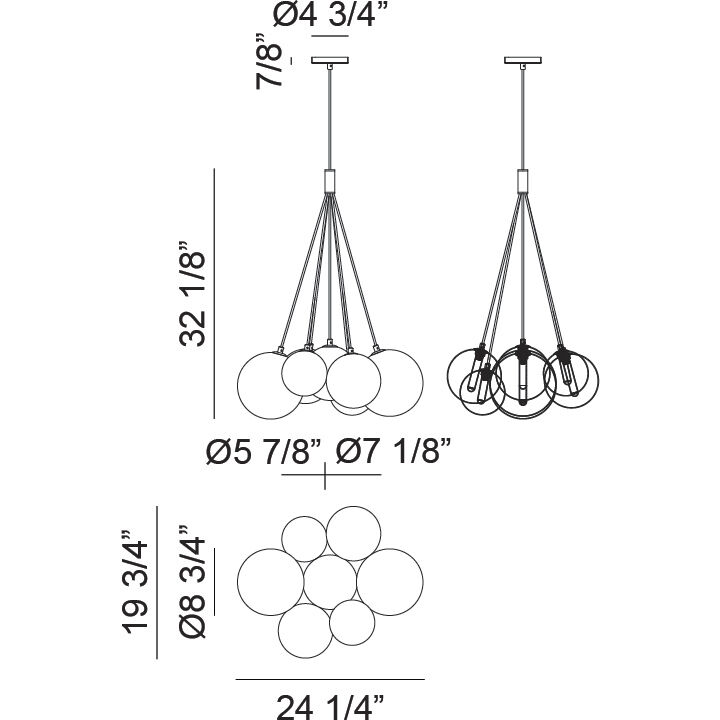 Magma LED 19.75 inch Black Chandelier Ceiling Light