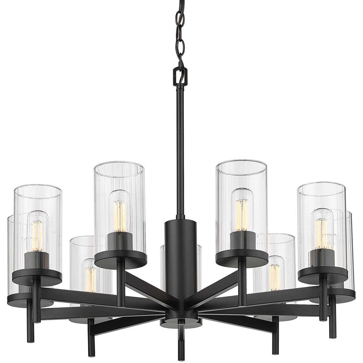 Winslett 9 Light 30 inch Matte Black Chandelier Ceiling Light, Large