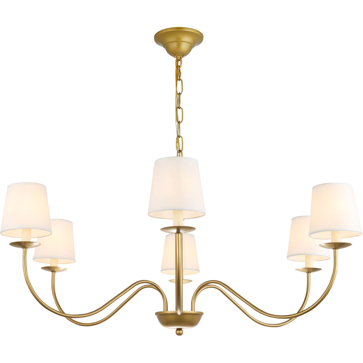 Eclipse 6 Light 37 inch Brass Chandelier Ceiling Light