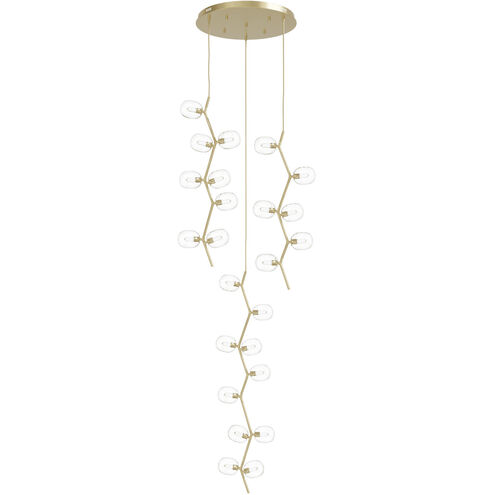 Hampton LED 26 inch Brushed Brass Multi Port Pendant Ceiling Light in Clear Glass
