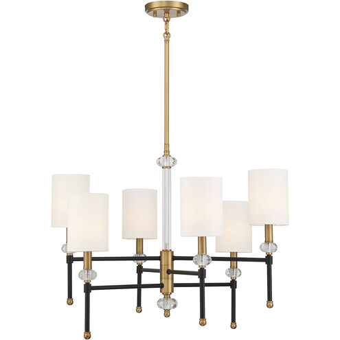 Tivoli 6 Light 28 inch Matte Black with Warm Brass Accents Chandelier Ceiling Light