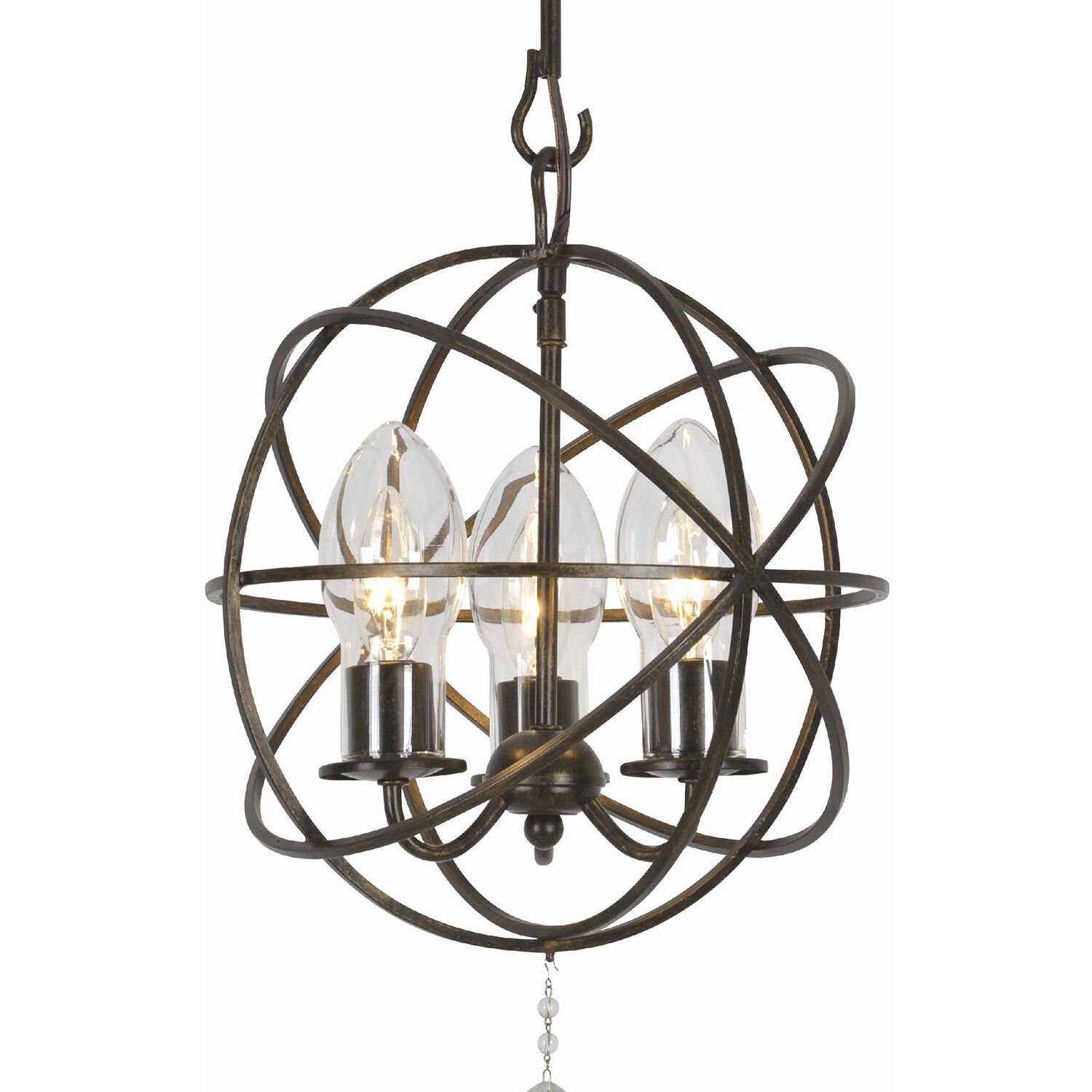 Solaris 3 Light 12 inch English Bronze Outdoor Chandelier