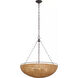 Chapman & Myers Clovis LED 28 inch Aged Iron and Natural Wicker Chandelier Ceiling Light, Medium