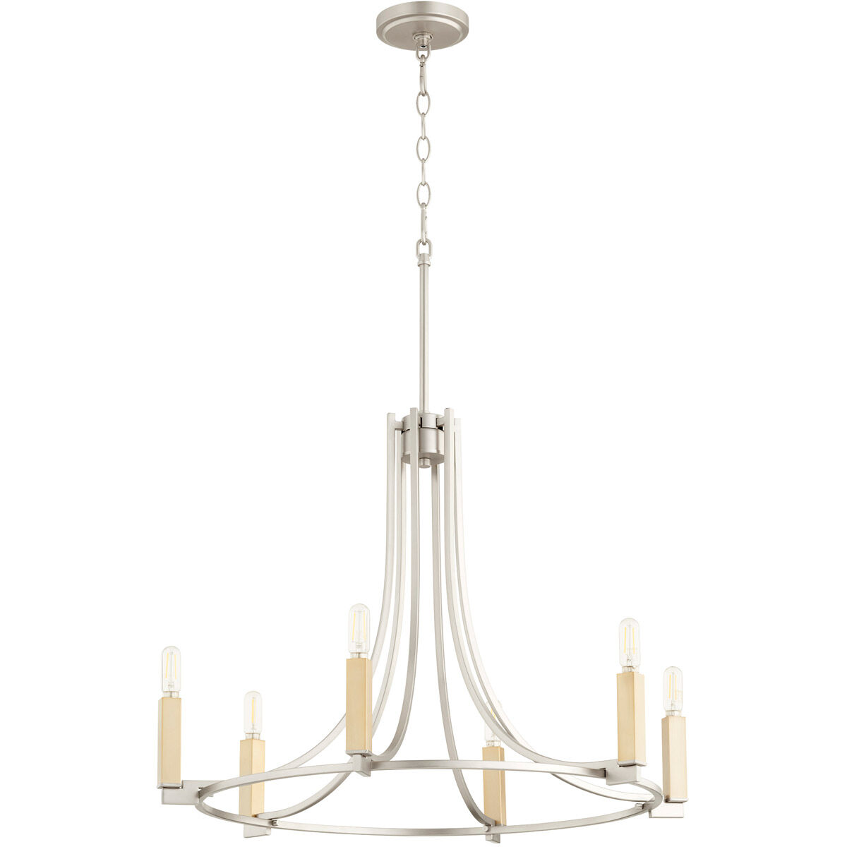 Olympus 6 Light 27 inch Satin Nickel Chandelier Ceiling Light