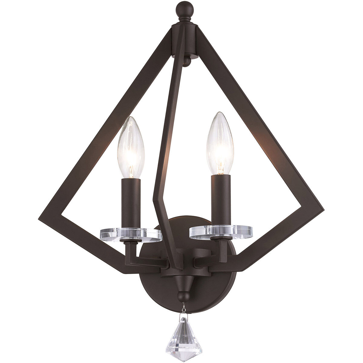 Diamond 2 Light 13 inch Bronze Wall Sconce Wall Light