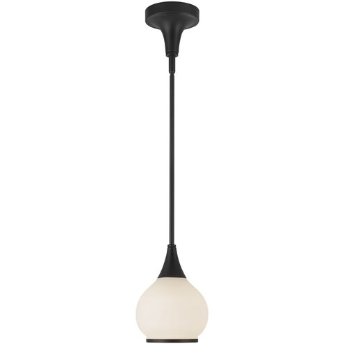 Alora Mood Hazel 1 Light 6.63 inch Matte Black Pendant Ceiling Light in Opal Glass