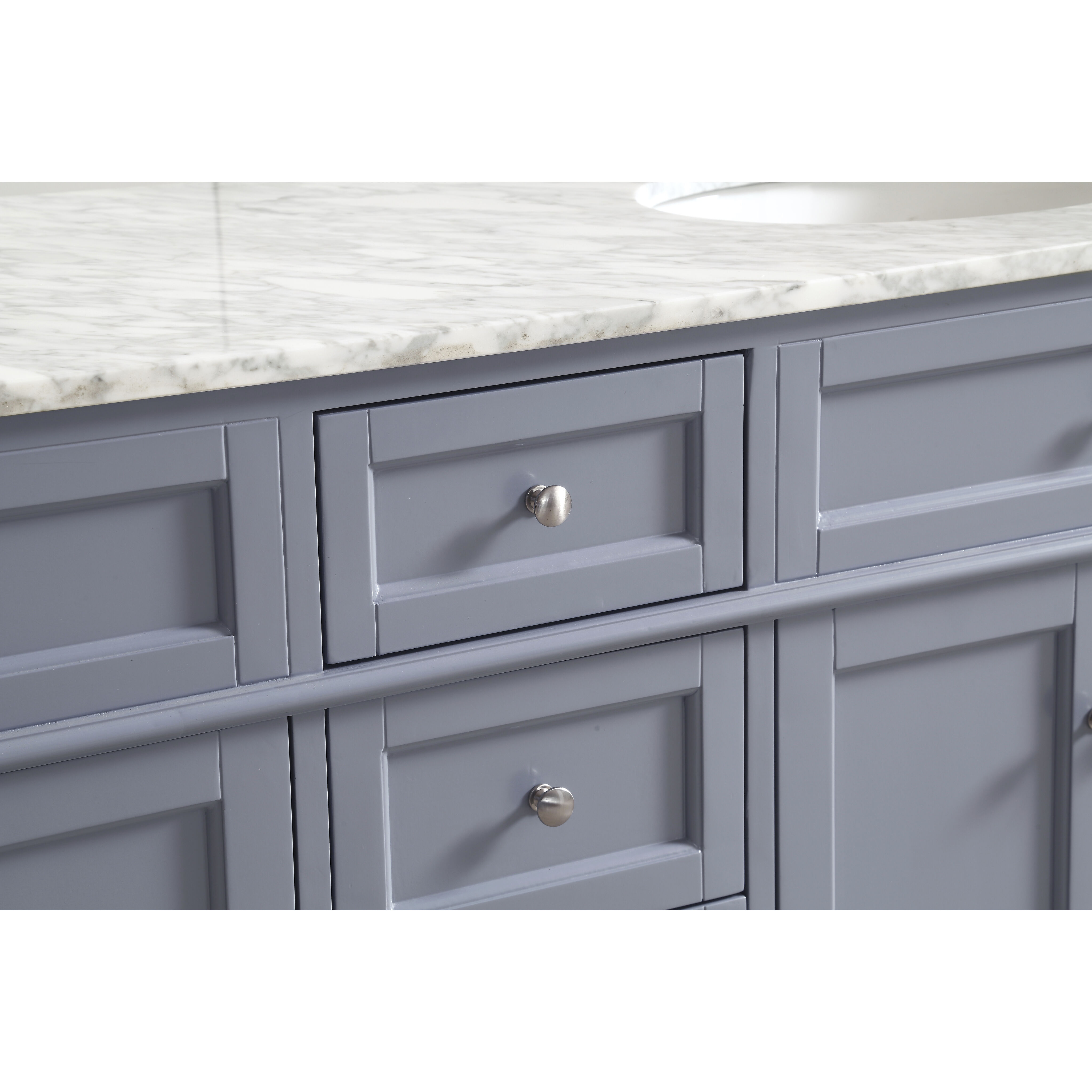 Park Avenue 60 X 35 inch Grey with Carrara White Marble Vanity Set in Gray