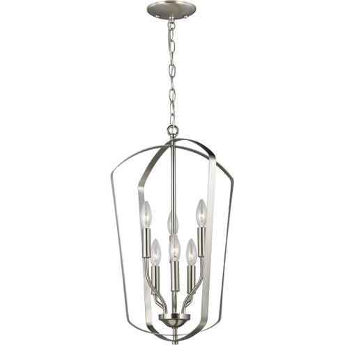 Romee 6 Light 15 inch Brushed Nickel Foyer Pendant Ceiling Light, Medium