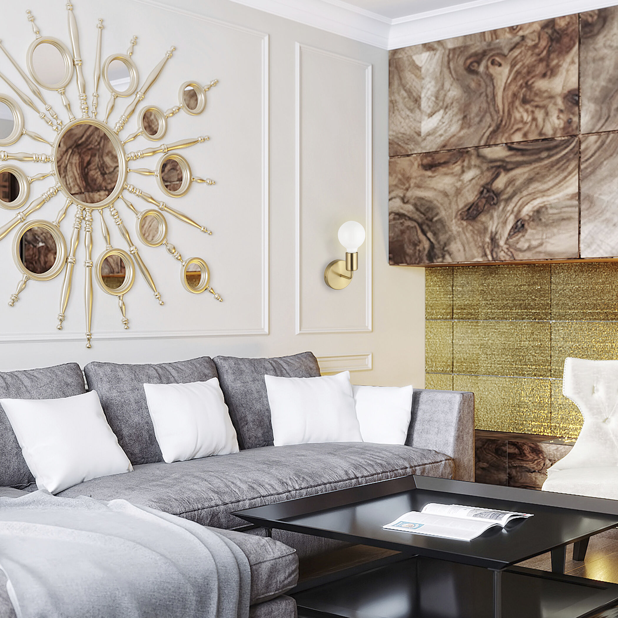 Avondale 1 Light 5 inch Brushed Gold Open Bulb Wall Sconce Wall Light