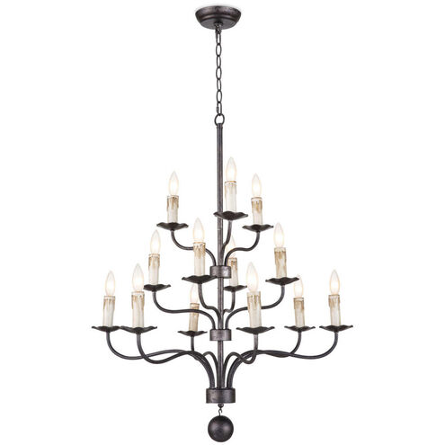 Coastal Living Caden 13 Light 28 inch Blackened Iron Chandelier Ceiling Light, Small