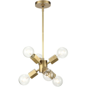 Hexa 6 Light 11.81 inch Vintage Brass Multi Light Pendant Ceiling Light