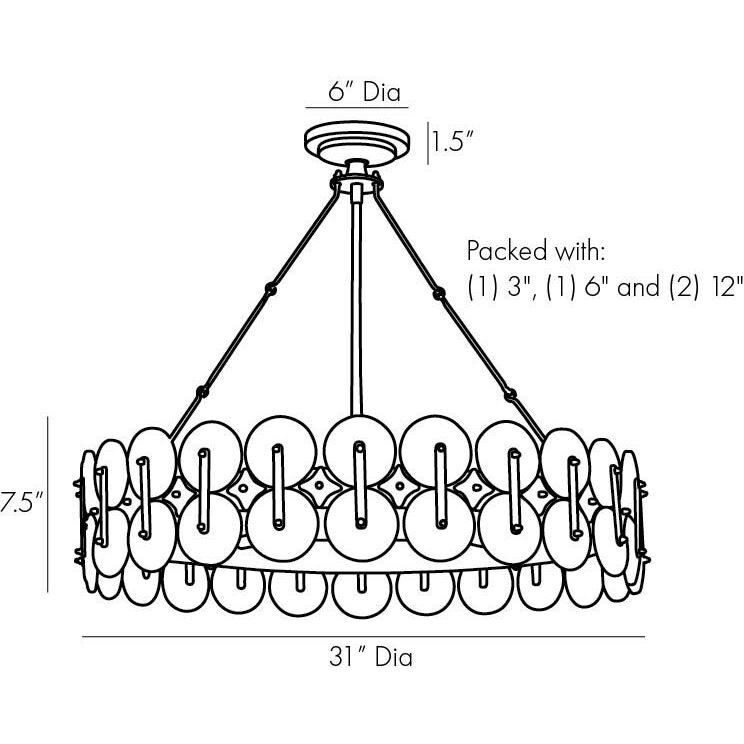 Rondelle 8 Light 31 inch Blackened Iron Chandelier Ceiling Light