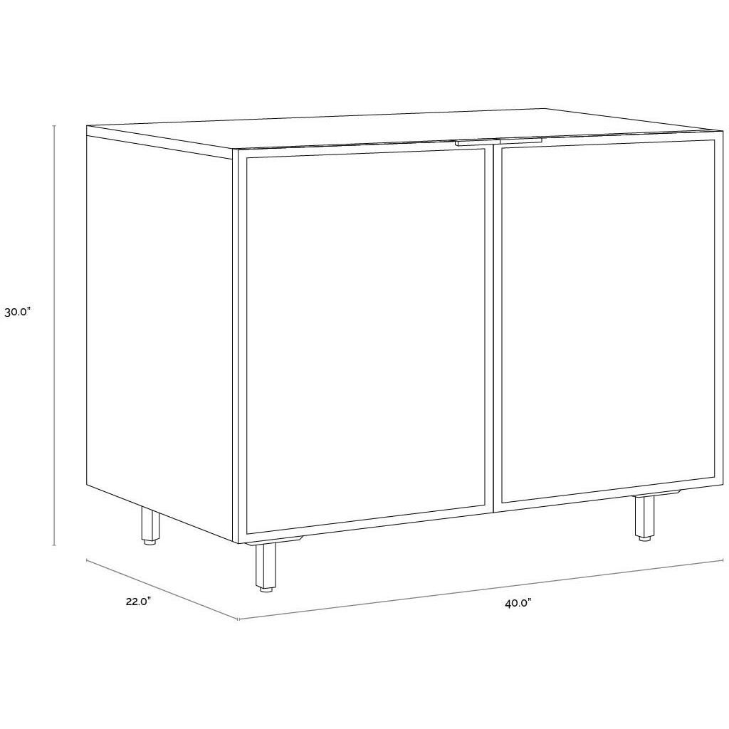 Omari 40 X 22 inch Suede Light Tan Leather Sideboard, Small