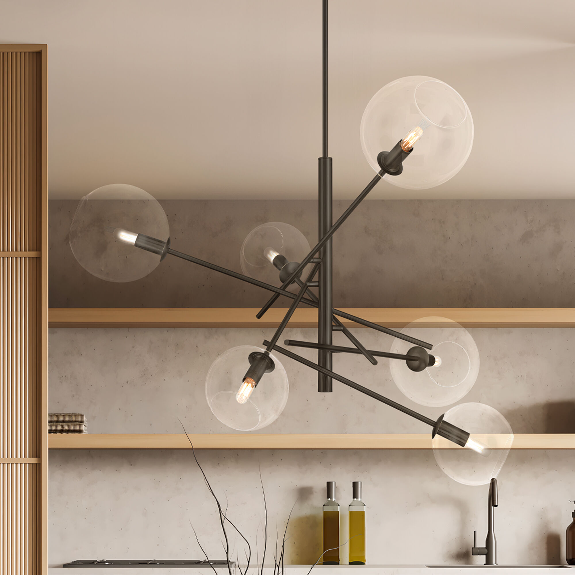 Farling 6 Light 44 inch Matte Black Chandelier Ceiling Light, Extra Large