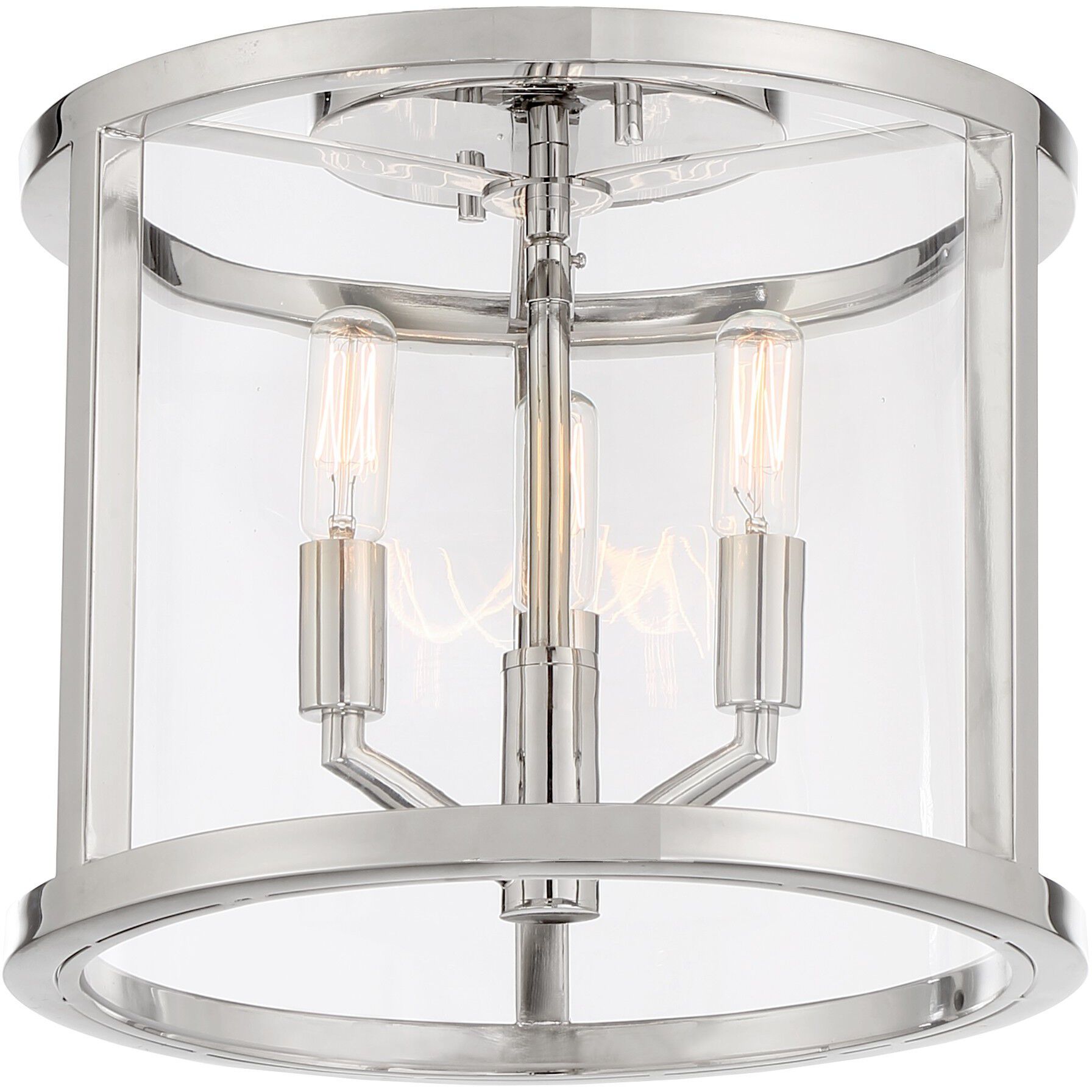 Devon 3 Light 11.75 inch Polished Nickel Semi Flush Ceiling Light
