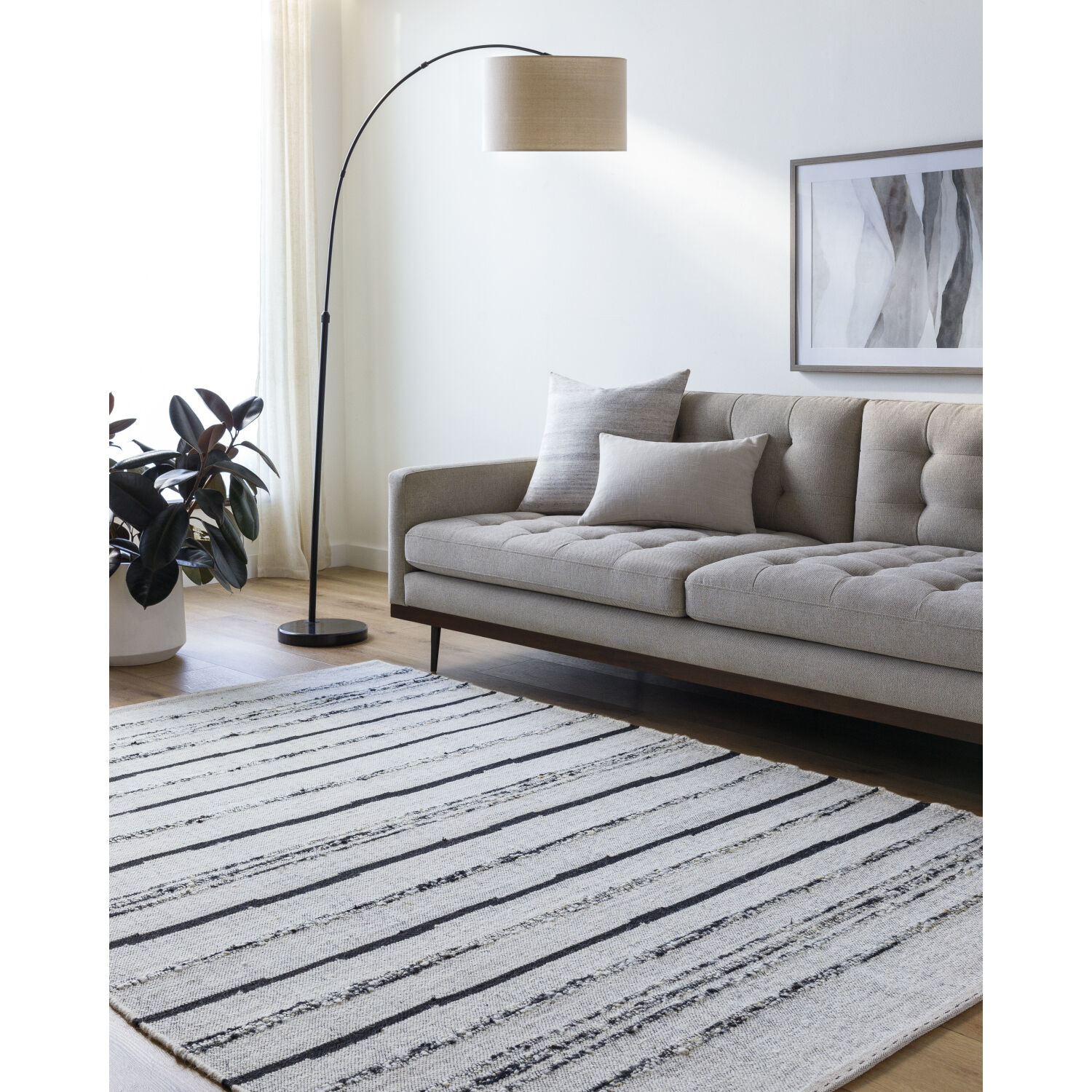 Goteborg 120 X 96 inch Ivory/Black Handmade Rug in 8 x 10