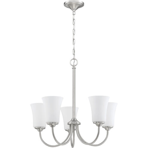 Neighborhood Gwyneth 5 Light 23 inch Brushed Polished Nickel Chandelier Ceiling Light in White Frost Glass, Neighborhood Collection