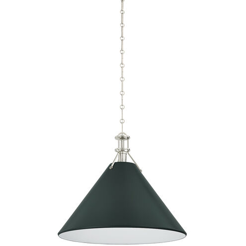 Painted No. 2 1 Light 21 inch Polished Nickel/Soft Studio Green Pendant Ceiling Light