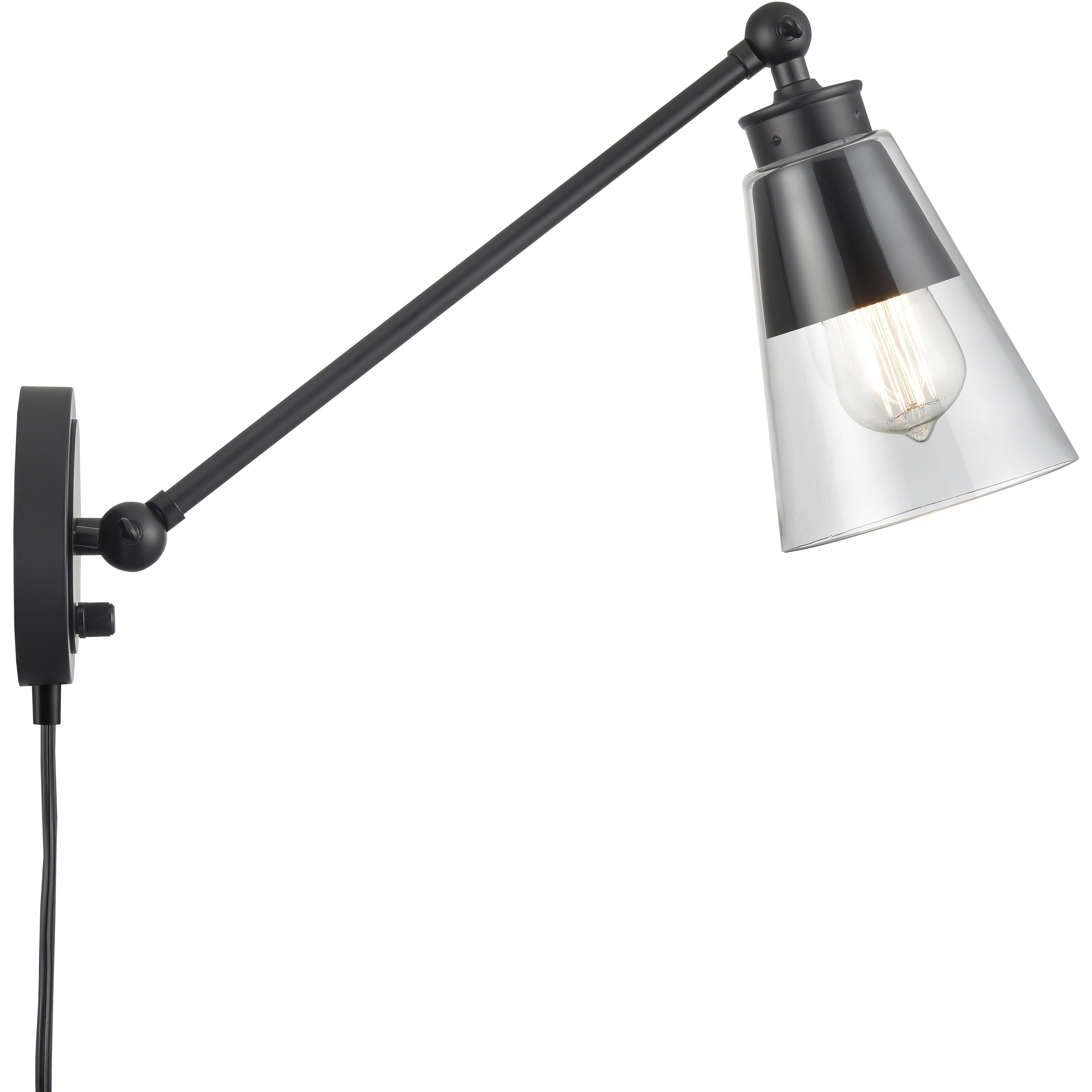 Albany 17.5 inch 60 watt Matte Black Swingarm Sconce Wall Light