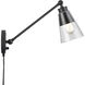 Albany 17.5 inch 60 watt Matte Black Swingarm Sconce Wall Light
