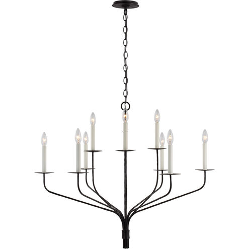 Ian K. Fowler Belfair LED 36.25 inch Aged Iron Two-Tier Chandelier Ceiling Light, Large