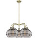 Ballston Rochester 5 Light 28 inch Antique Brass Stem Hung Chandelier Ceiling Light